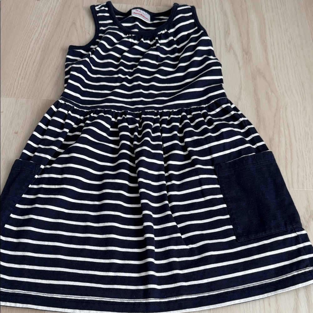 Hanna Andersson Navy and White Striped Casual Dress
